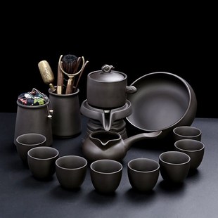 茶壶懒人泡茶神器功夫茶具整套家用茶盘喝茶 紫砂石磨自动茶具套装