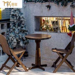 茶几复古折叠桌椅阳台休闲桌椅茶几庭院餐厅椅子靠背椅茶几家用