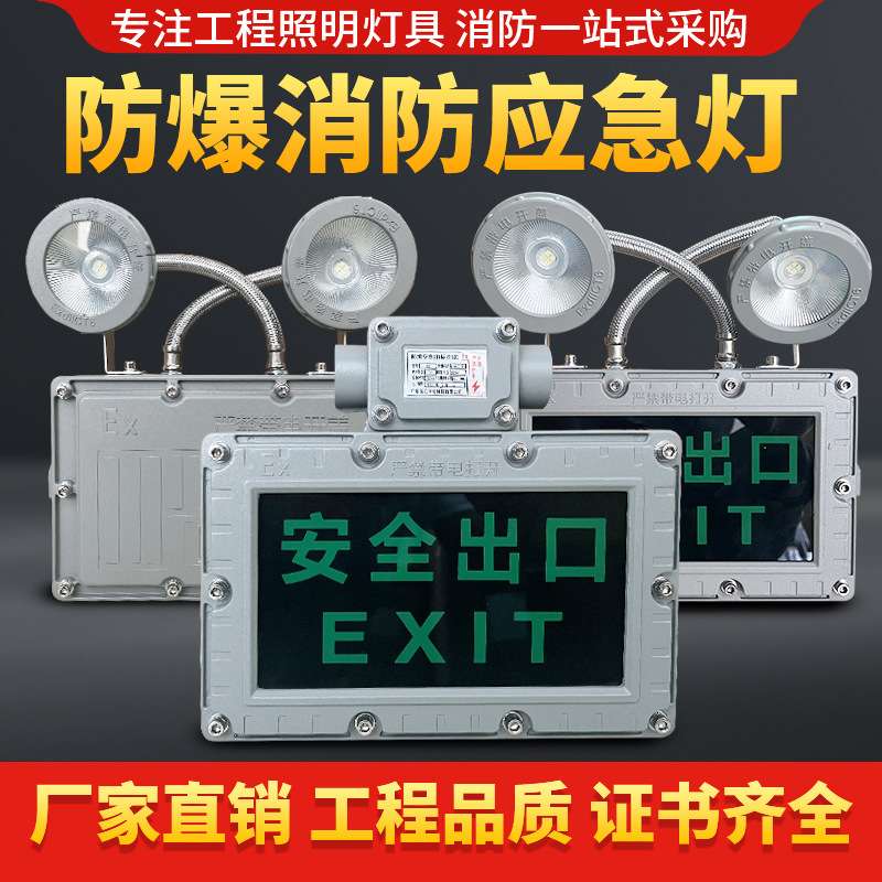 防爆应急灯双头EX明装方形安全出口标志灯指示灯应急防爆灯