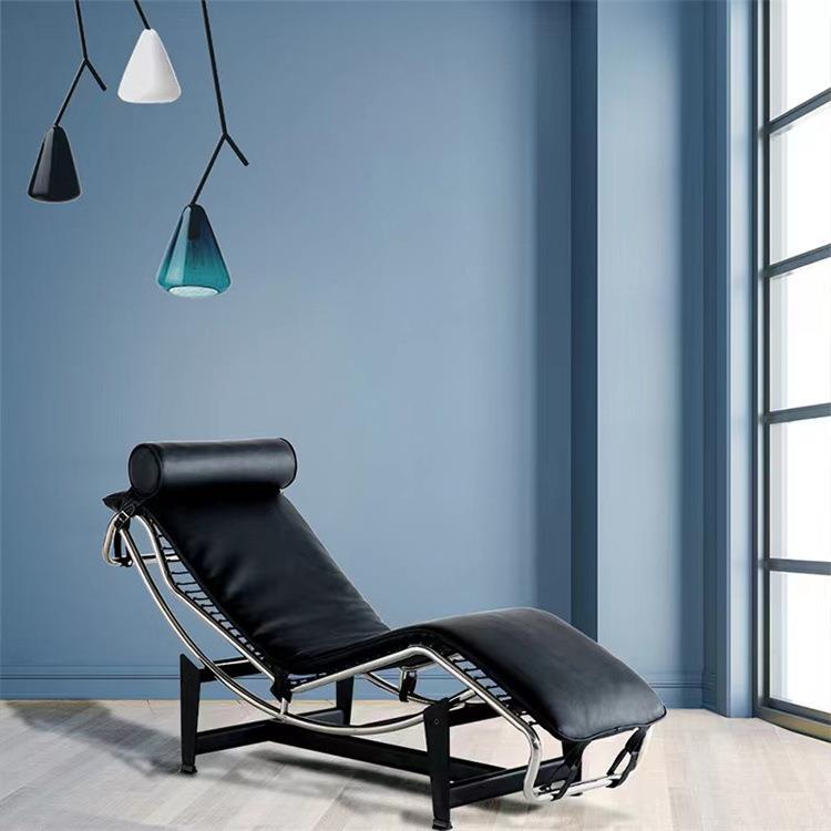 柯布西耶LC4躺椅客厅阳台皮艺休闲椅设计师办公室午休单人沙发椅