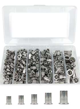 跨境228PCS盒装 英制5种尺寸 304不锈钢螺纹铆钉螺母组合套件