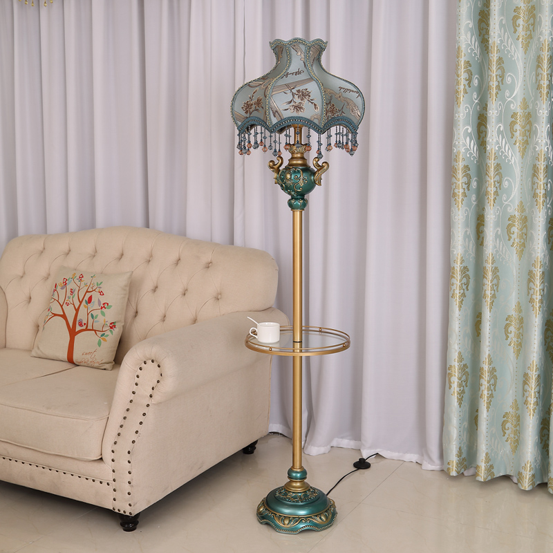 欧式复古客厅创意墙角茶几落地灯轻奢古典遥控卧室T床头柜立式台