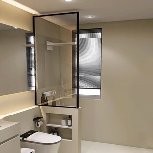 卫生间超白透明钢化玻璃隔断屏风定制淋浴房浴室半墙厕所干湿分离