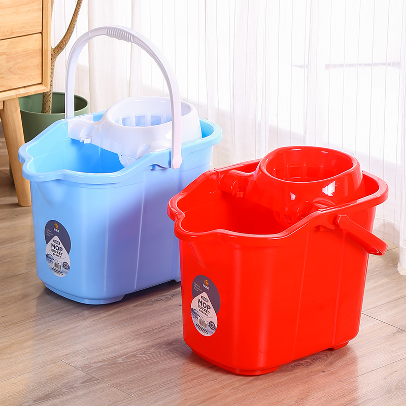 手压带滑轮加厚拖把桶挤水桶篮大容量墩布拖把压干甩水桶老式家用