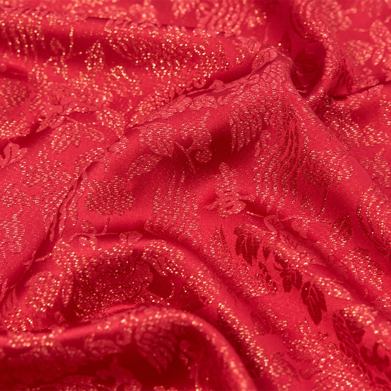 惜物国风 成品布料织金喜字金通凤穿牡丹L暗纹汉服国风民族风布料