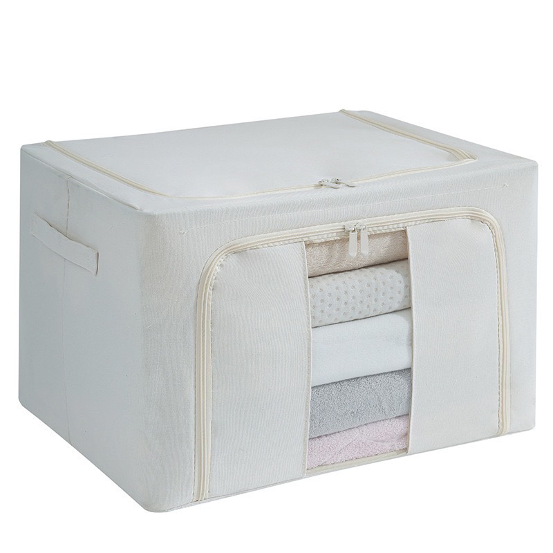 棉麻收纳箱家用h加厚防水防潮衣物钢架整理箱被子牛津布折叠百纳