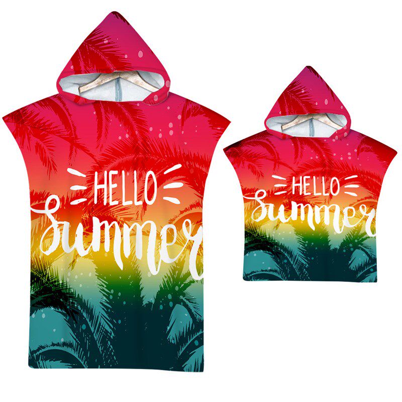 椰子树斗篷沙滩浴袍海边换衣浴袍冲浪衣印花连帽浴巾带图一件起订