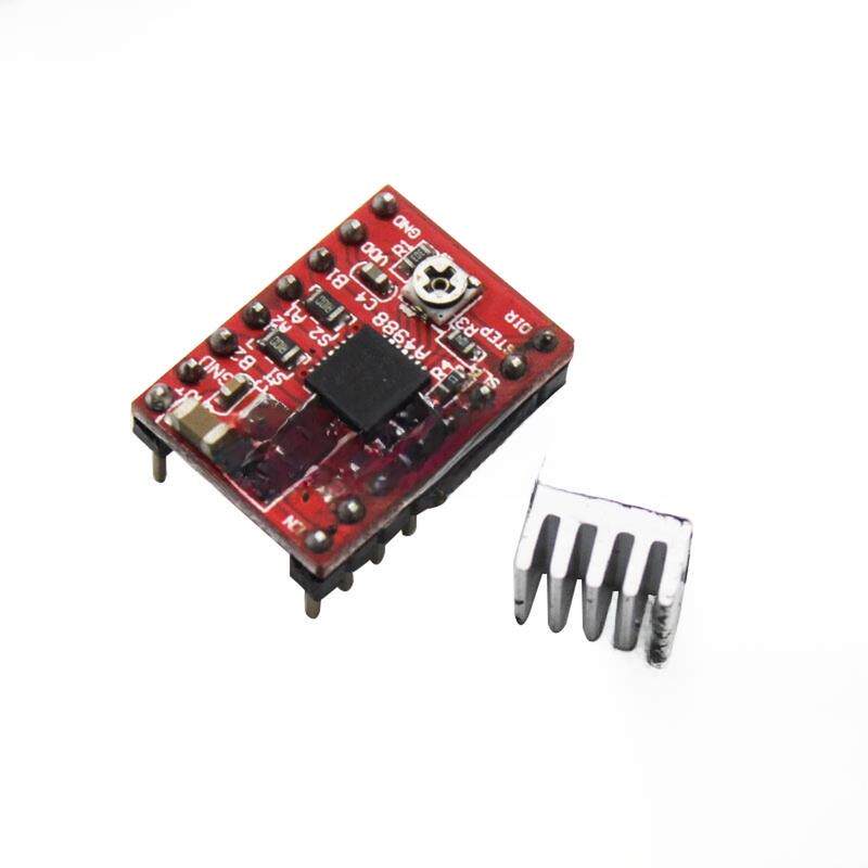 3D打印A4988步进电机驱动器配有散热器，引脚头已焊接