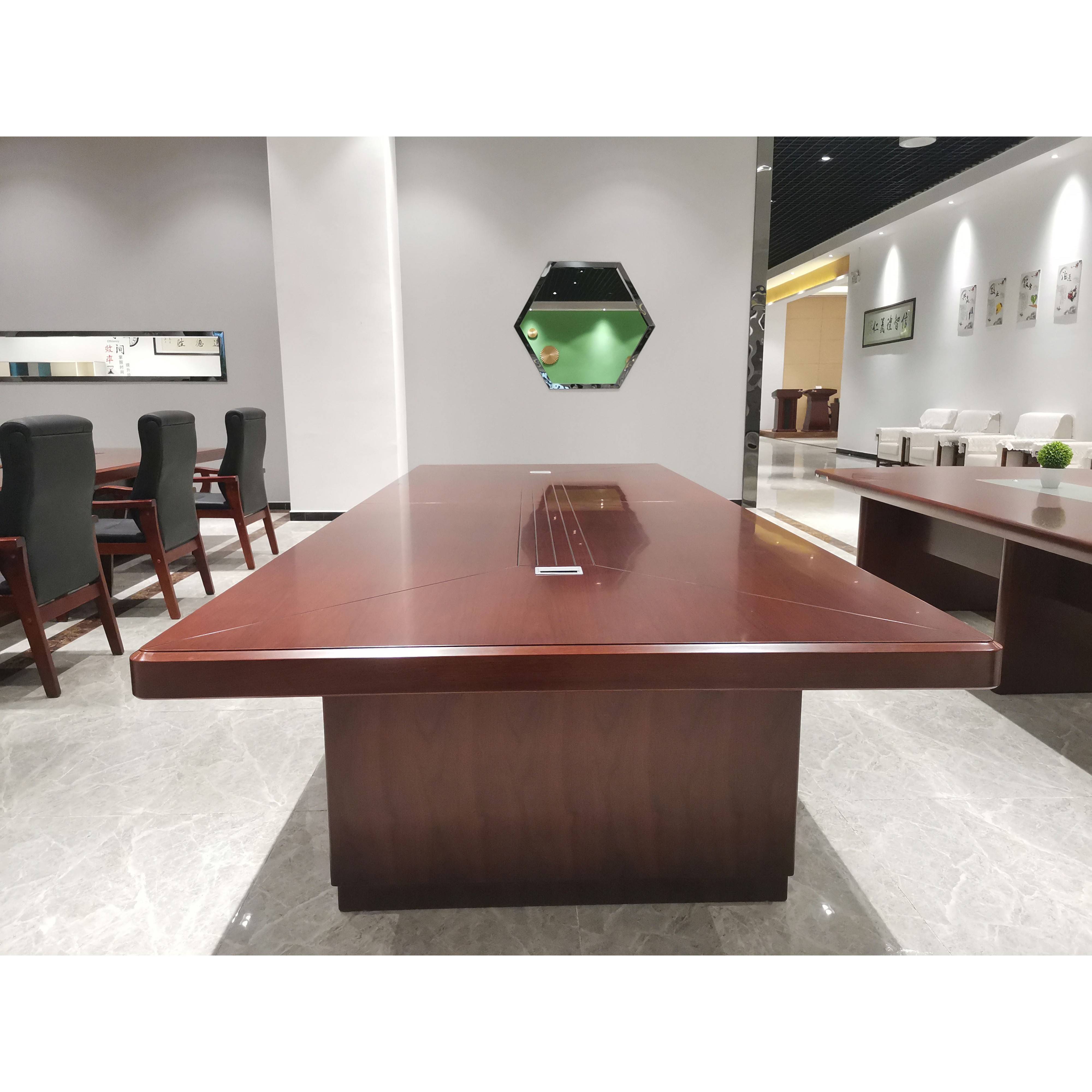 需定制大型油漆实木会议桌长桌洽谈桌条形办公桌传统新中式贴木皮