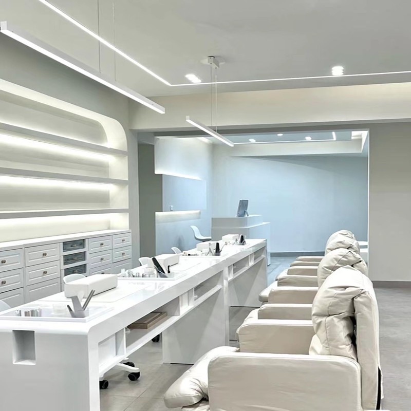 需定制日式烤漆美甲桌凹槽收纳盒内嵌吸尘器单双三人夹灯简约网红