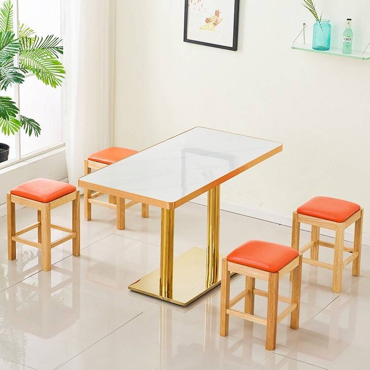 需定制桌子餐饮商用快餐桌椅组合岩板实木方凳米粉烧烤沙县小吃面