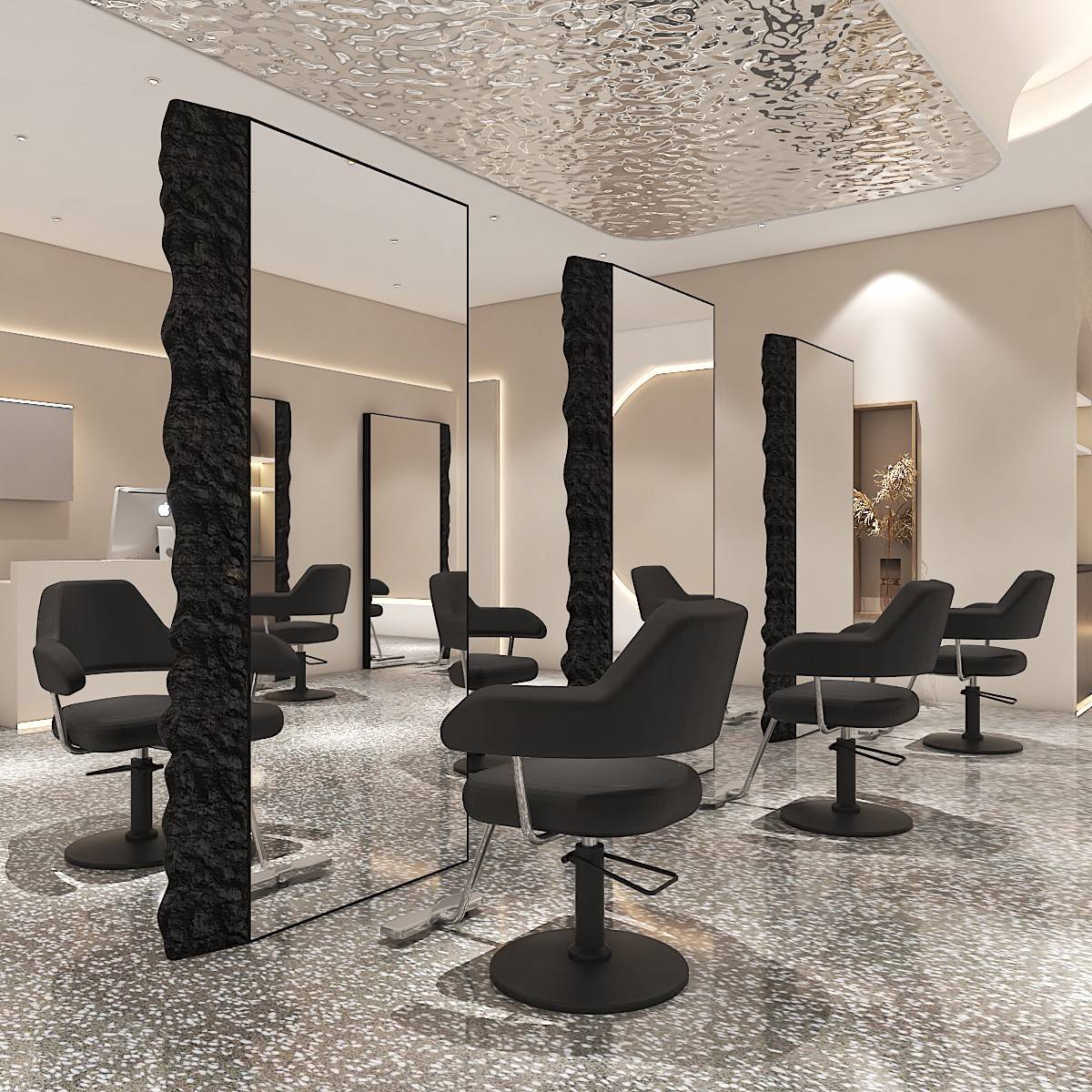 需定制网红潮款美发店镜台落地发廊专用高端理发店全身镜单双面剪