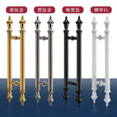 玻璃门拉手不锈钢加厚黑色黑钛金把手欧式KTV包厢门大门拉手对装