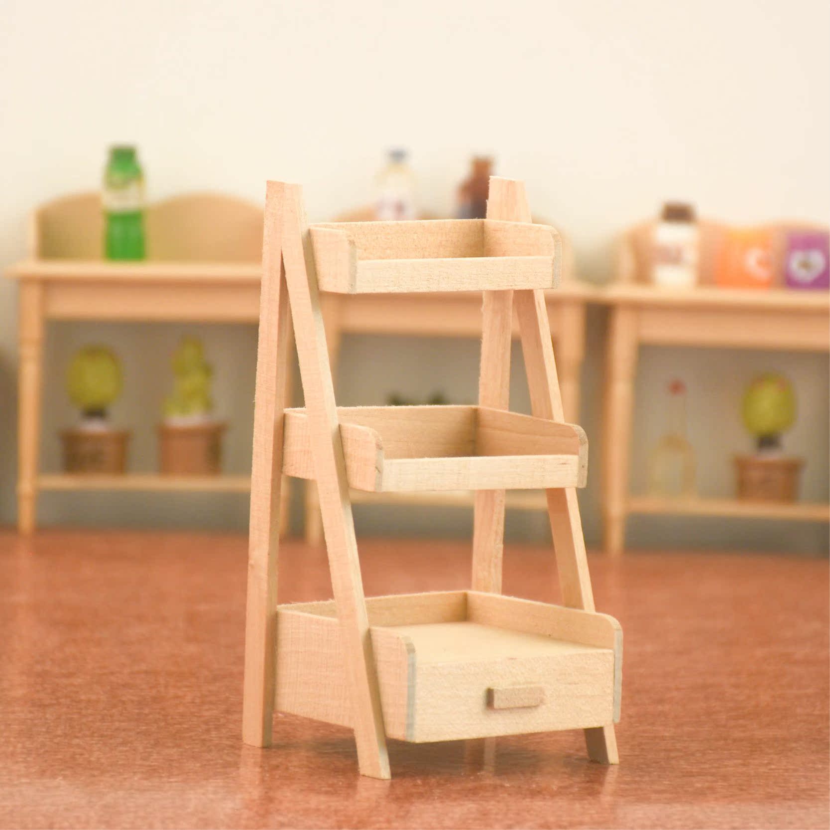 1/12dollhouse娃娃屋迷你家具模型多层花架摆件创意纯手工配件