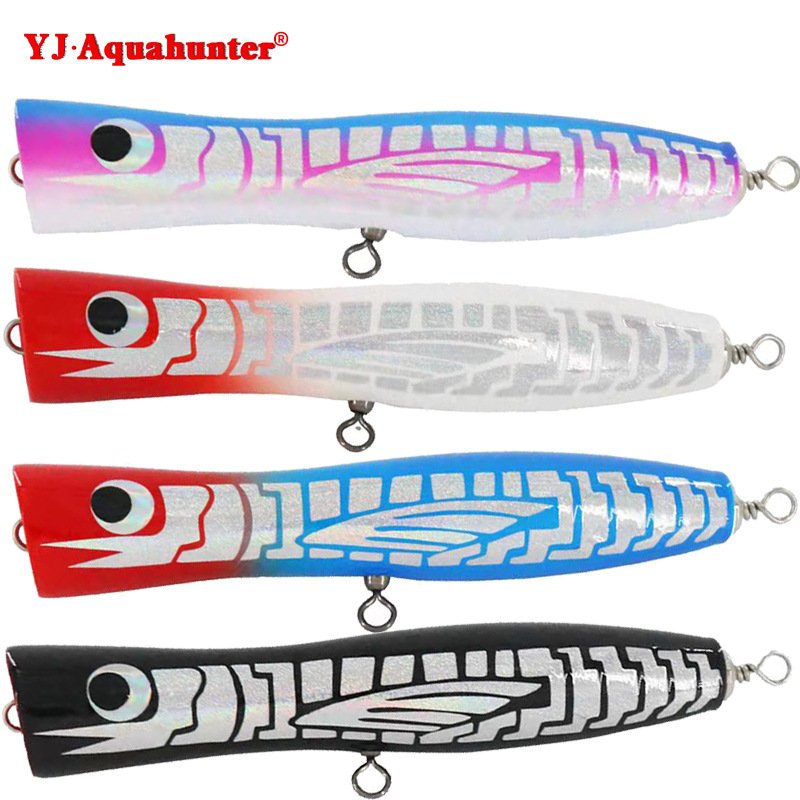 雅婕户外POPPER撞水大波爬深海木质海钓饵波趴海钓GT金枪180mm80g