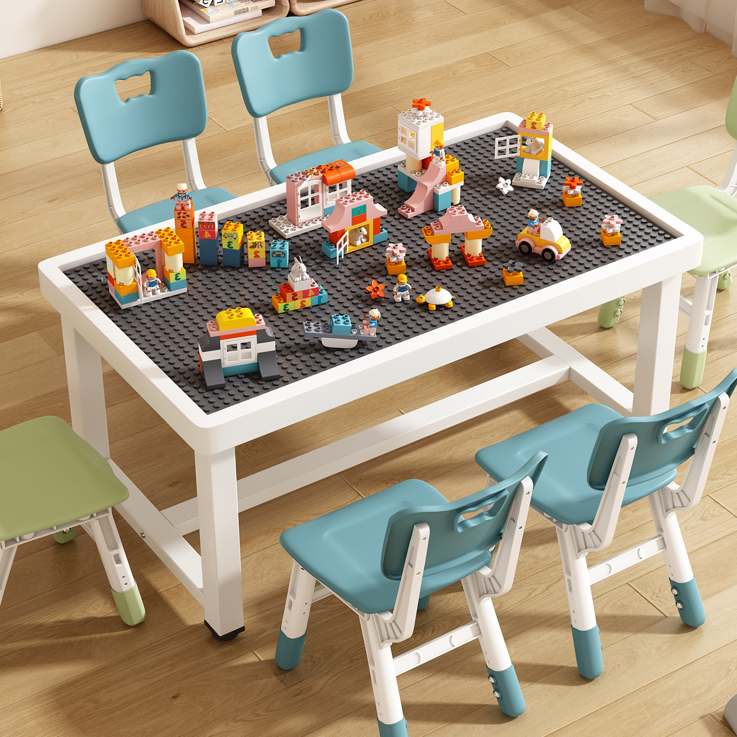 儿童积木桌铁艺加固多功能宝宝拼装益智玩具桌太空沙盘乐高游戏桌