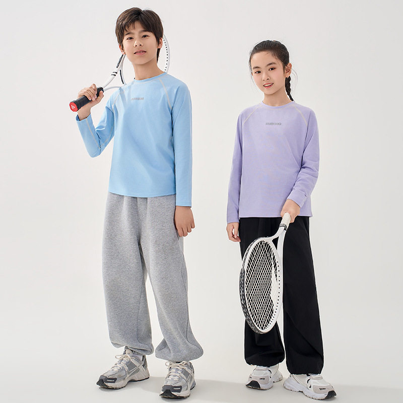 儿童长袖上衣春夏季男童运动上衣女童速干衣中大童T恤训练服单衣