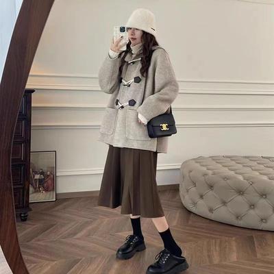 连帽毛呢外套女短款小个子2025春秋新款韩版宽松减龄韩版呢子大衣