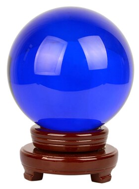 黄色白水晶球摆件人造透明玻璃球绿紫蓝粉水晶球女孩开业装饰摆件