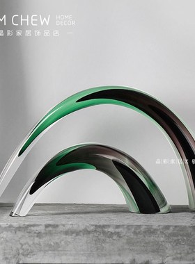 轻奢抽象牛角水晶桌面摆件现代简约艺术品样板间客厅软装饰品