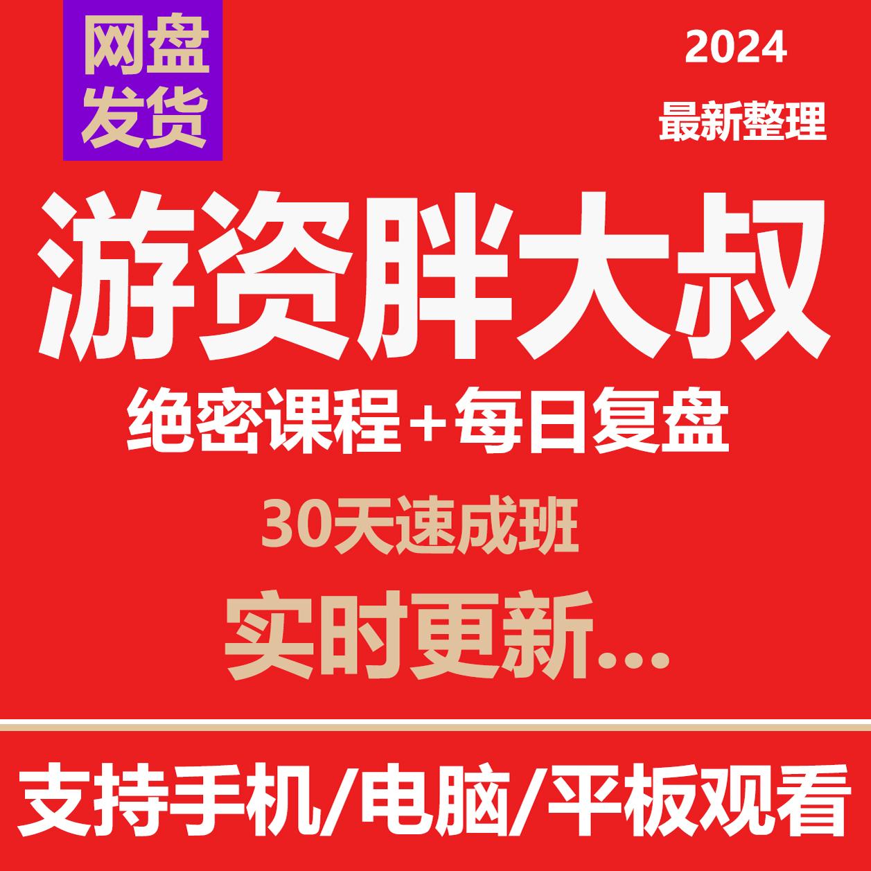 游资胖大叔30天速成班每日复盘视频学习资料内部直播视频股票短线