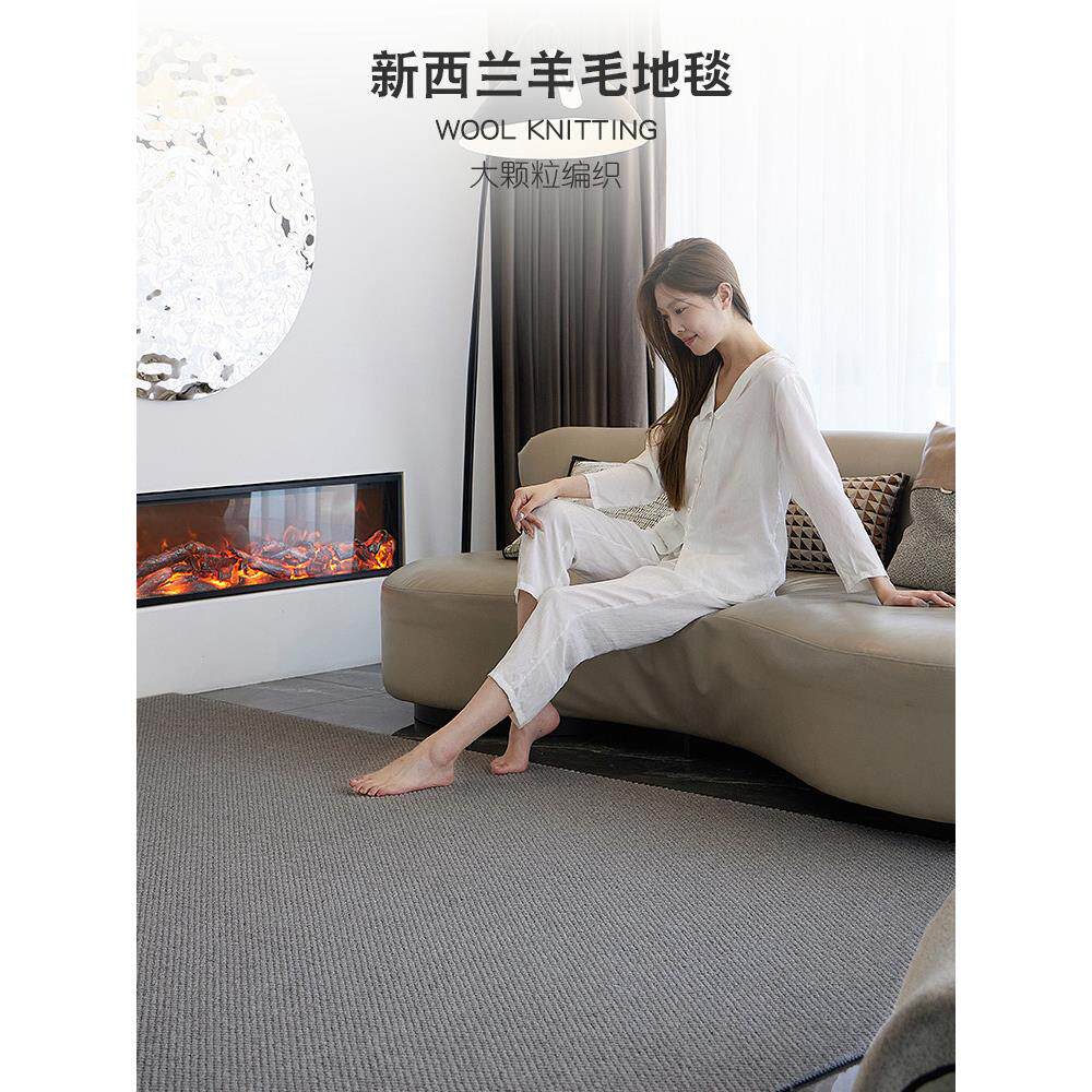 新西兰羊毛地毯意式极简风轻奢高级感客厅沙发茶几毯卧室灰色地垫