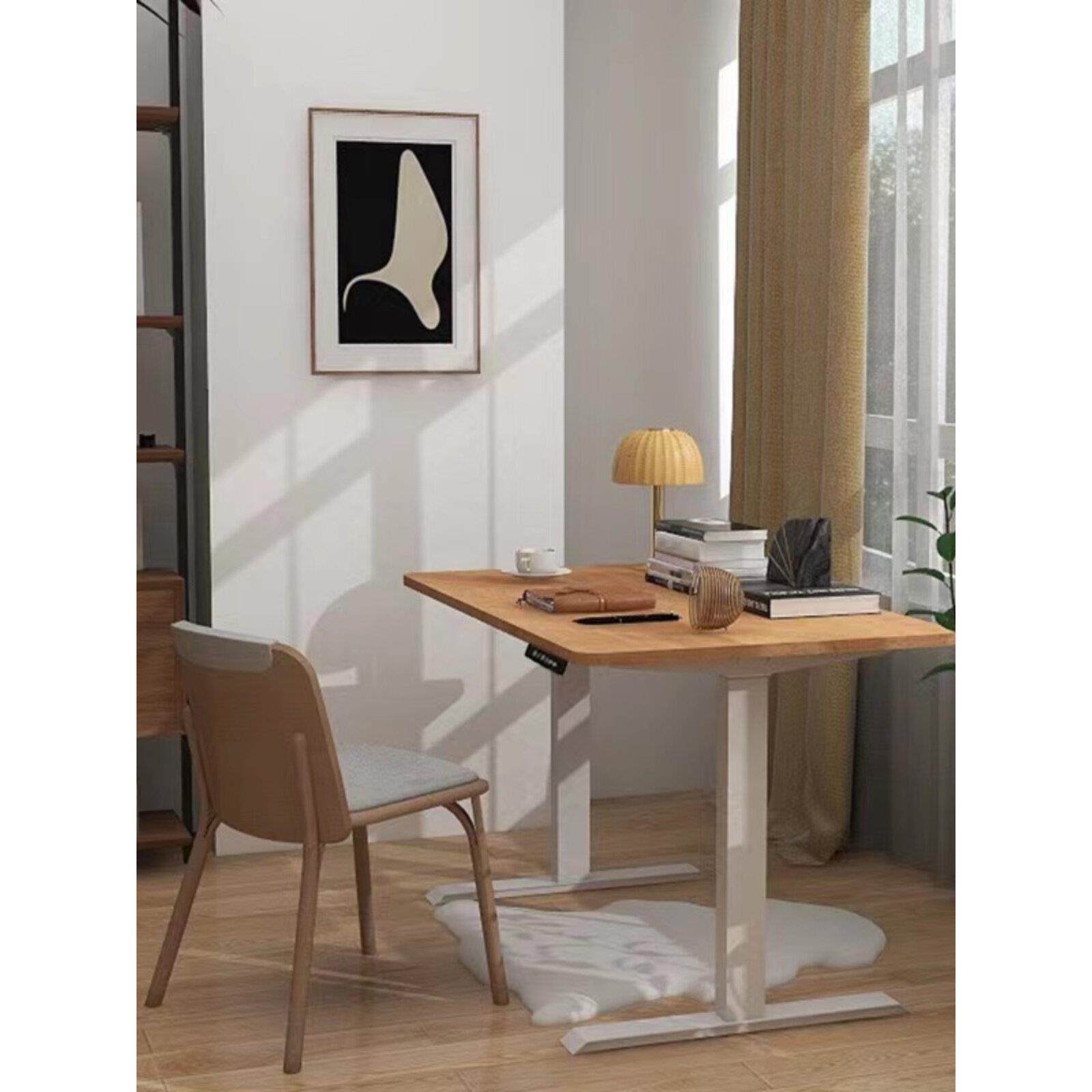 定制电动升降桌腿电脑办公学习工作台黑胡桃实木自动桌脚桌架书桌