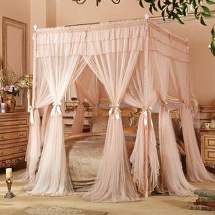 自然风公主床幔方顶落地式三门欧式1.5m1.8m床加密高档双层蚊帐