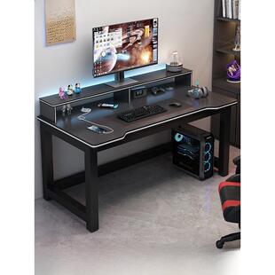 双电脑桌桌面学生桌家庭卧室书房桌办公室桌碳纤维简易电子竞技桌