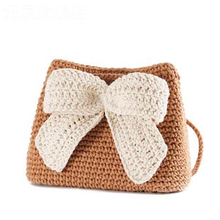 蝴蝶结束口包钩针编织空心棉手工包包diy材料包送女友送闺蜜礼物