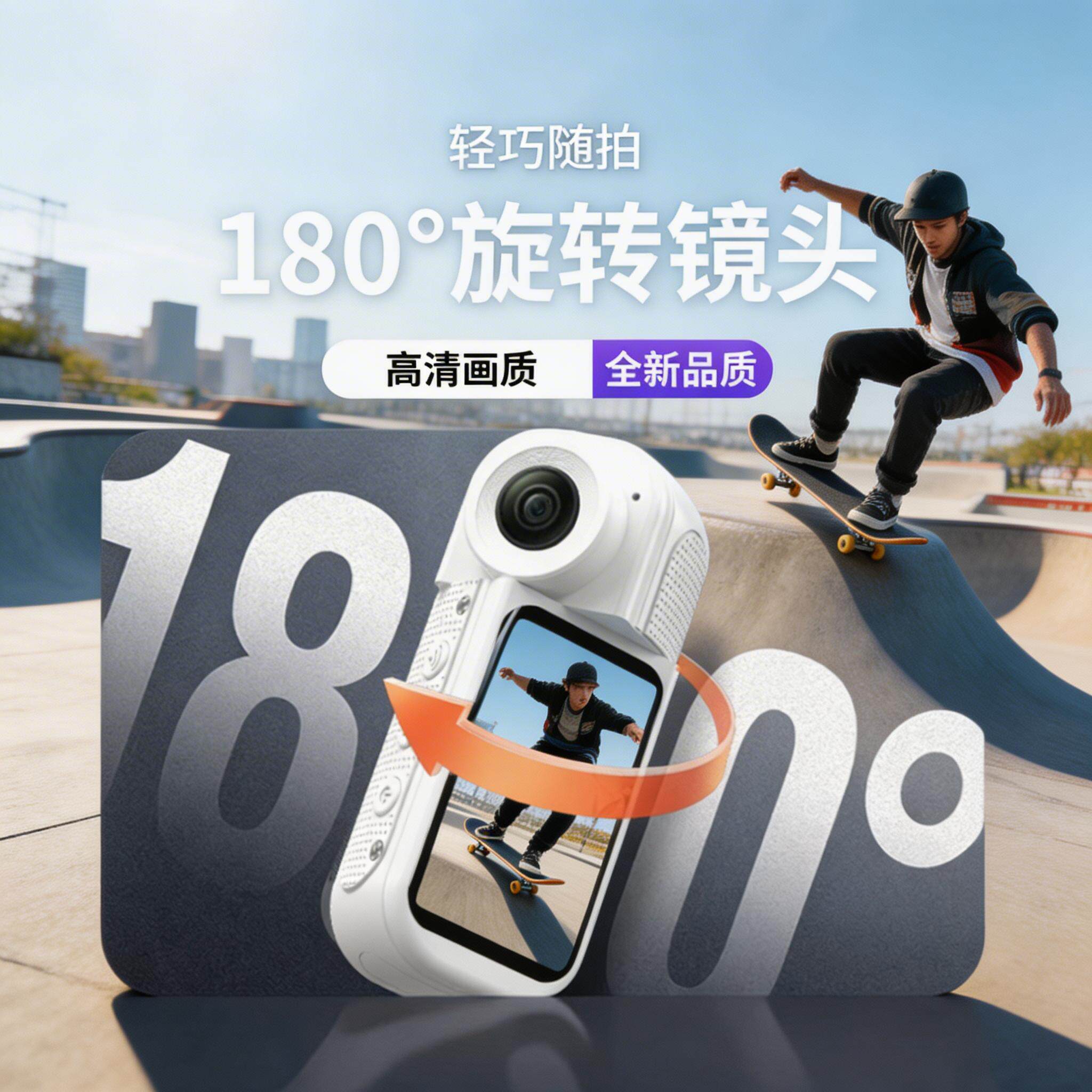 高清运动相机轻便设计骑行记录仪旋转屏幕户外运动充电数码录像机