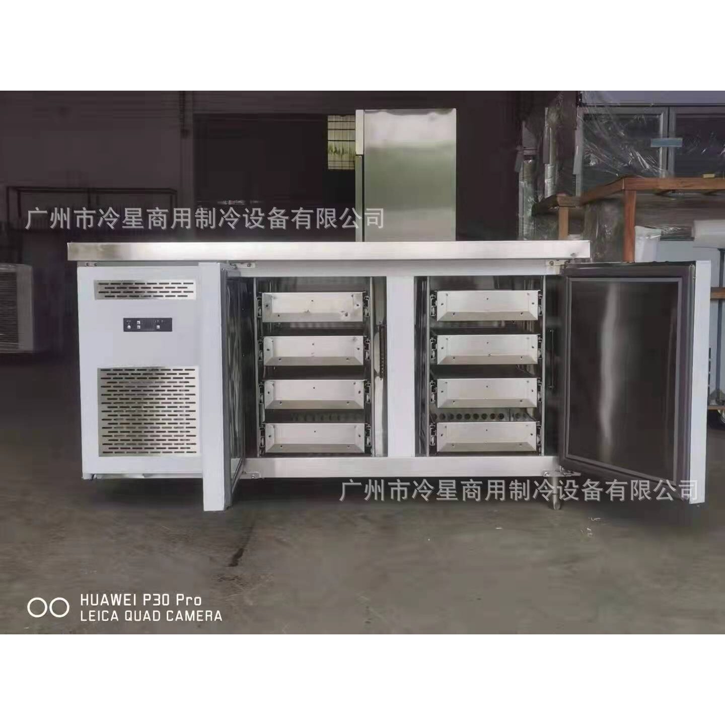 工作台内抽屉冰柜操作台平冷雪柜 商用卧式双门烤盘柜 不锈钢冰箱图片