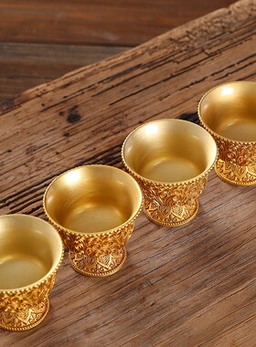 佛前供奉纯铜掐丝工艺供杯供水杯供佛杯净水敬神铜碗家用摆件小号