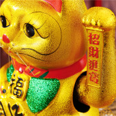 陶瓷金色电动招财猫摇手摆件开业招财猫新店礼品7 17大号