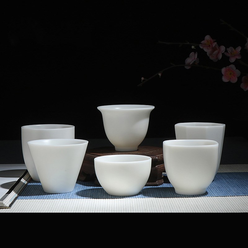 瓷中三昧 德化白瓷手工功夫茶杯主人杯品茗杯素烧陶瓷杯 刻字定制