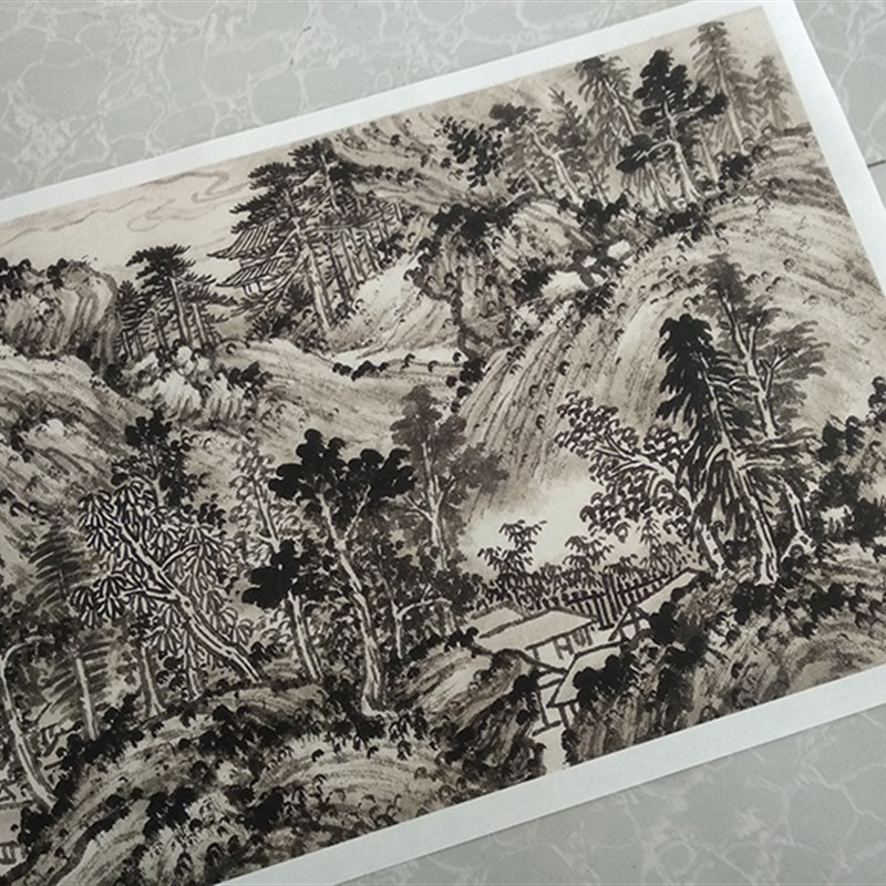 黄君壁远蒲征帆国画山水横幅宣纸微喷复制画客厅办公室中式装饰画