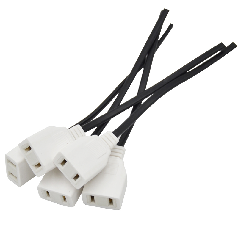 220V电源头带线2孔母插头防水一体型二脚母头 防水盒公母对接AC头