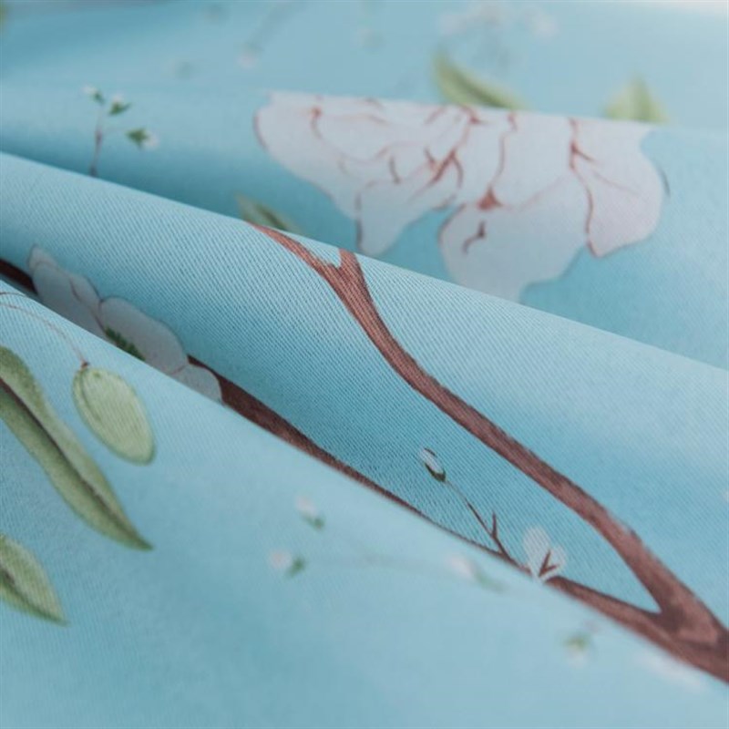 韩式田园风格水墨风印花遮光窗帘 客厅卧室儿童房餐厅遮光窗帘