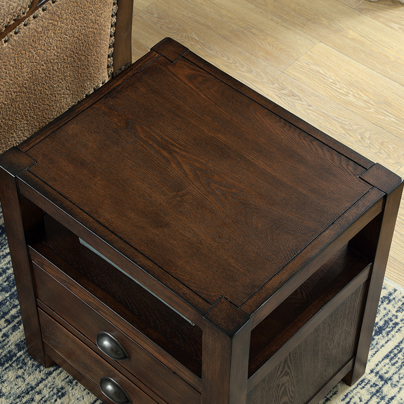 美式泡茶边几客厅沙发边柜储物柜实木角几边桌卧室床头柜子小茶几