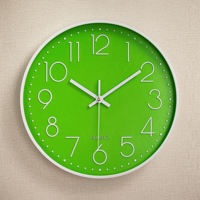 塑料静音挂钟 墙钟石英钟表立体数字刻度挂钟 钟表30CM clock