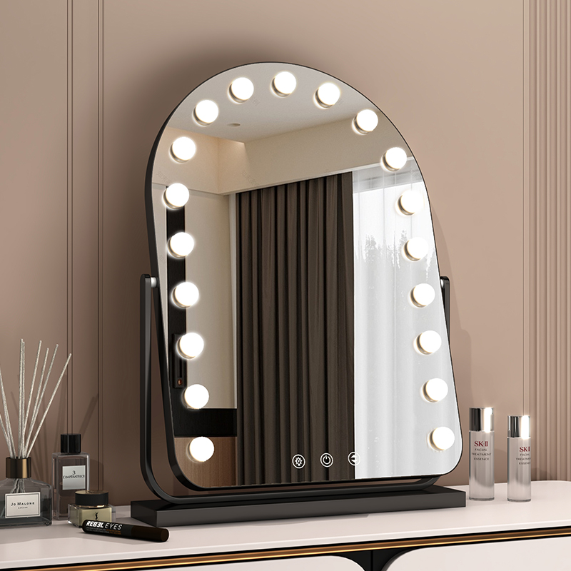 化妆镜带灯大号桌面台式跟妆美妆镜工作室好莱坞灯泡梳妆台镜子
