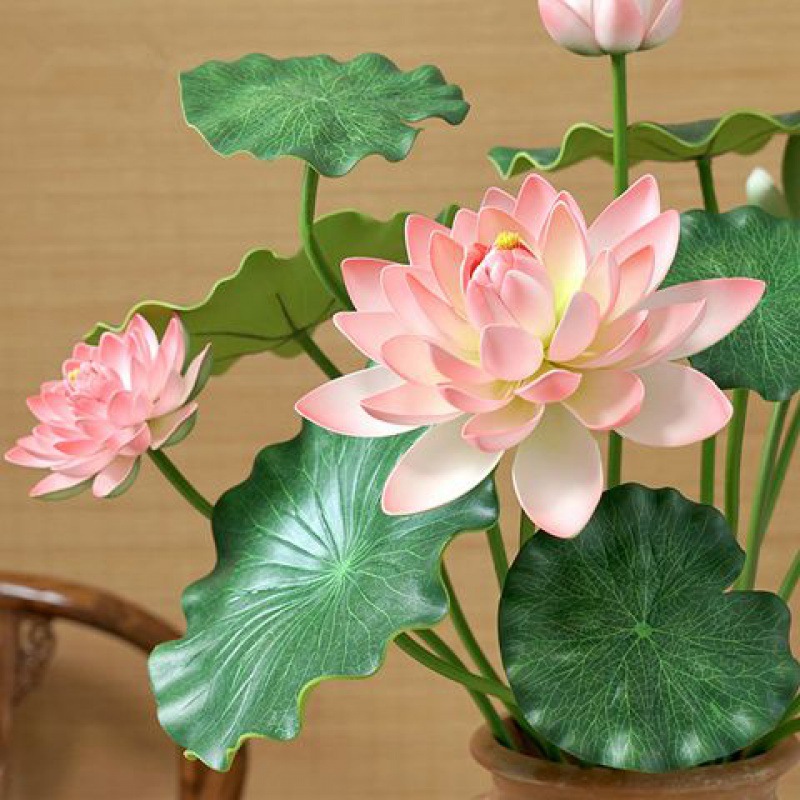 荷花荷叶睡莲花供花塑料花中式假荷花客厅落地花艺装饰