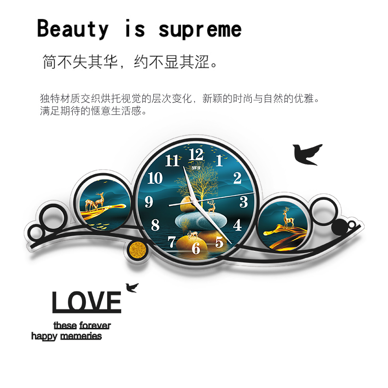 创意挂画家用客厅挂钟现代简约网红钟表时尚轻奢时钟餐厅装饰挂表