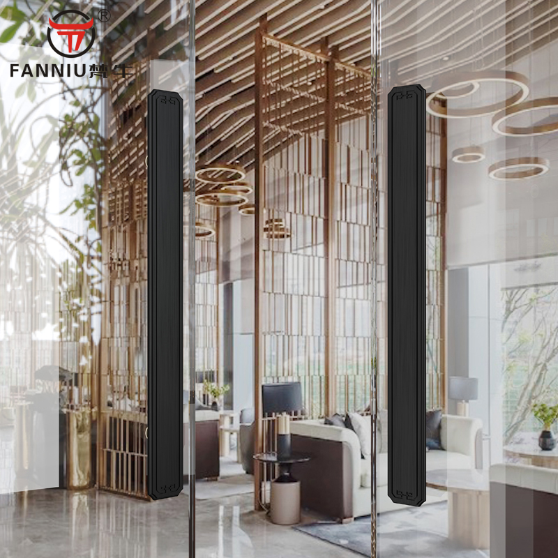 新中式推拉玻璃门古铜拉手会所包厢双开木门对装把手宴会厅长门把