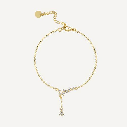A0041 欧美夏季小众设计感脚链女金色微镶锆石北斗七星简约风脚饰