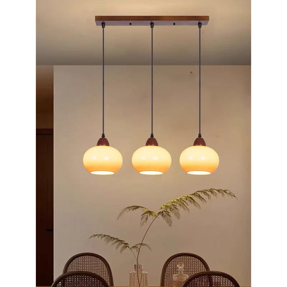 新中式中叶风格餐厅吊灯简约现代卧室床边实木走廊过道酒吧床和早