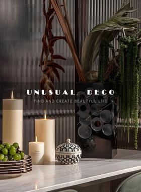 UNUSUAL 现代极简样板间大理石镂空方口花器餐桌蜡烛酒杯组合摆件