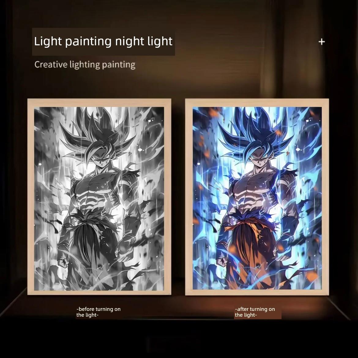 七龙珠灯光画周边悟空赛亚人小夜灯摆台发光画送男友生日礼物
