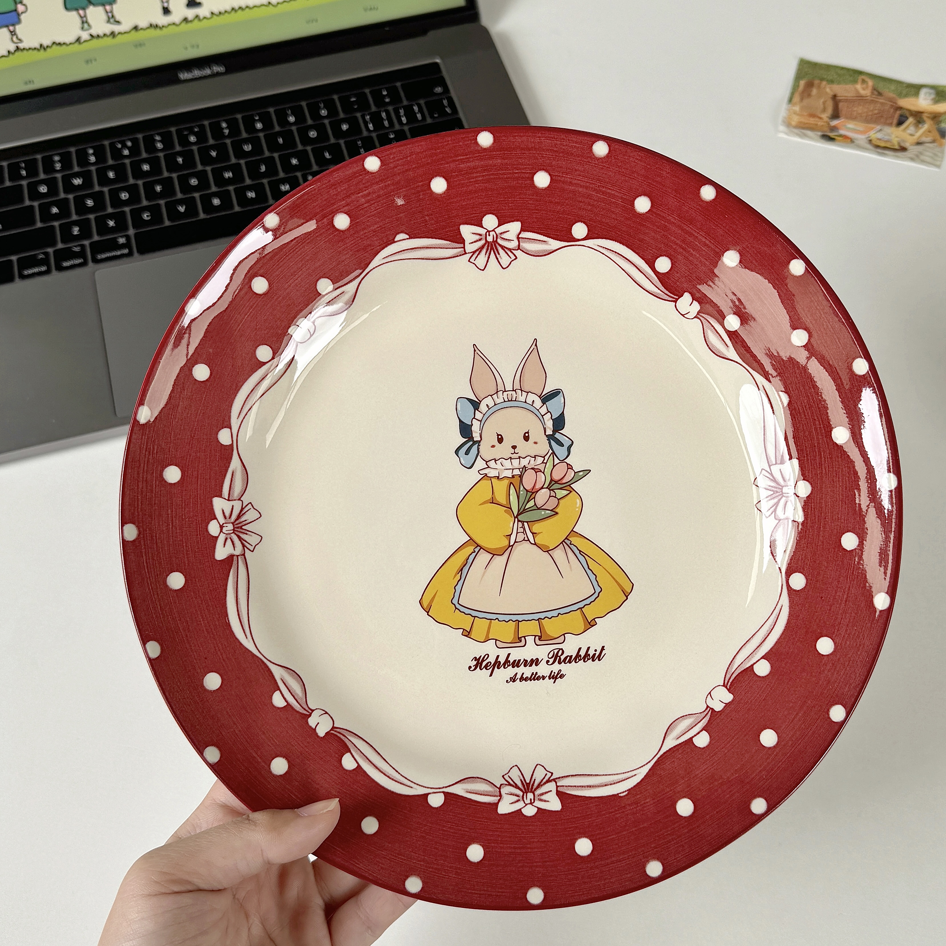 乃栗陶瓷卡通赫本兔盘子菜盘