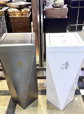 黑金白色垃圾桶商场酒店会所异形翻盖桶时尚新概念酒吧走道电梯口
